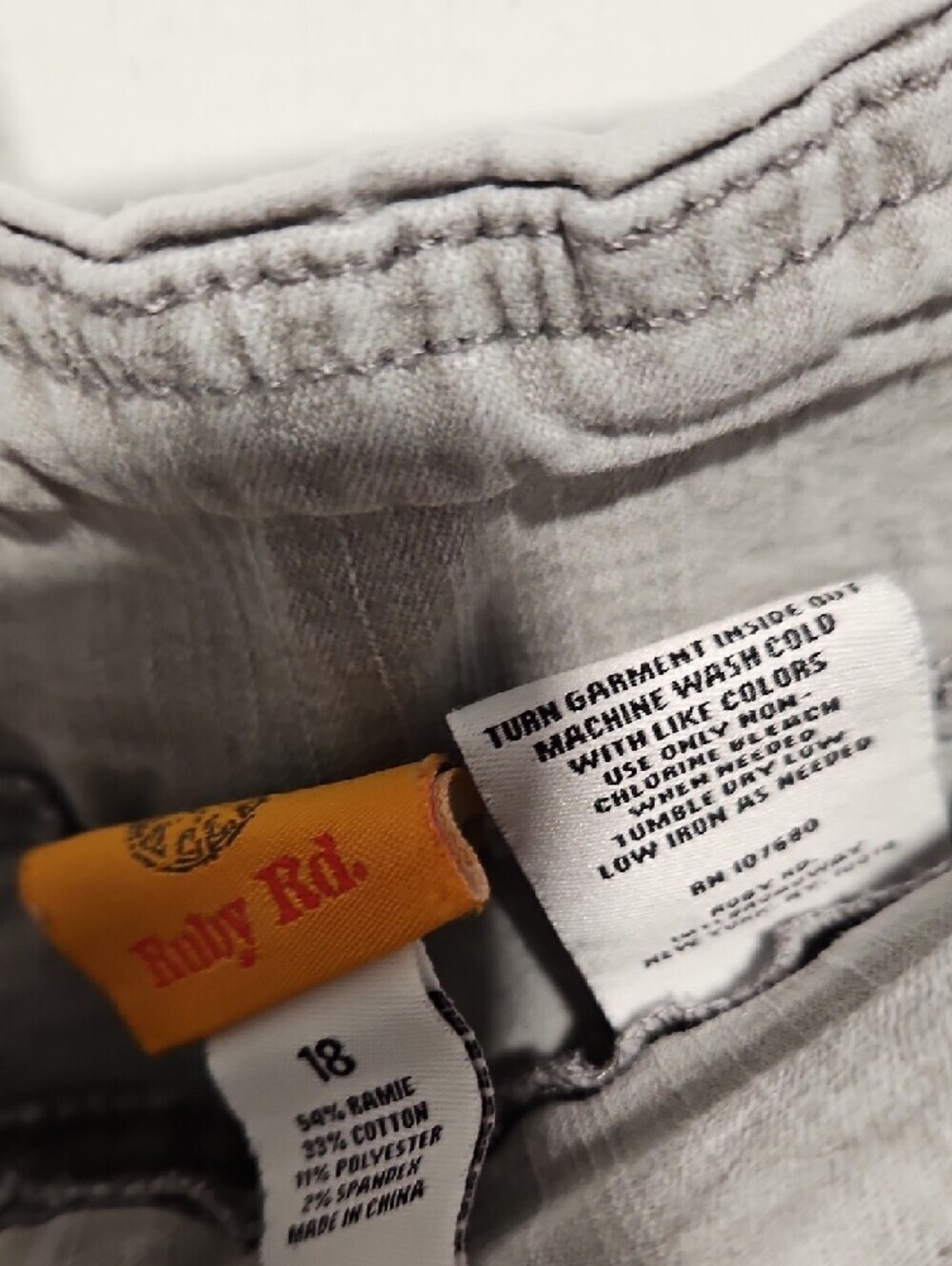 Ruby Rd. Light Gray Straight Leg Jeans - Picture 3 of 6